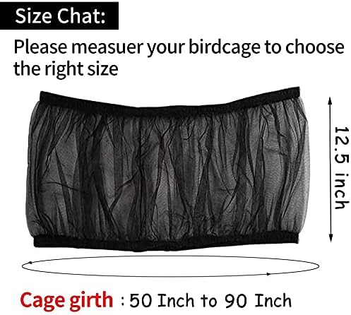 Universal Bird Cage Seed Catcher,Seed Catcher Guard Net Cover,Parrot Nylon Mesh Net Cover,Soft Airy Cage Net Stretchy Skirt for Round Square Cage