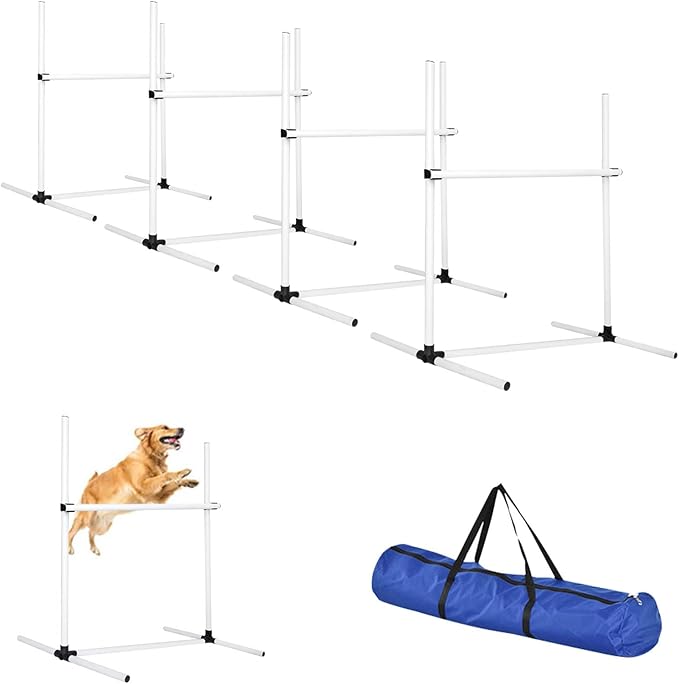 Dog Agility Jump Set with Adjustable Height Bars – Includes Carry Bag, Indoor & Outdoor Jumping Hurdles for Training, Dog Agility Course Equipment