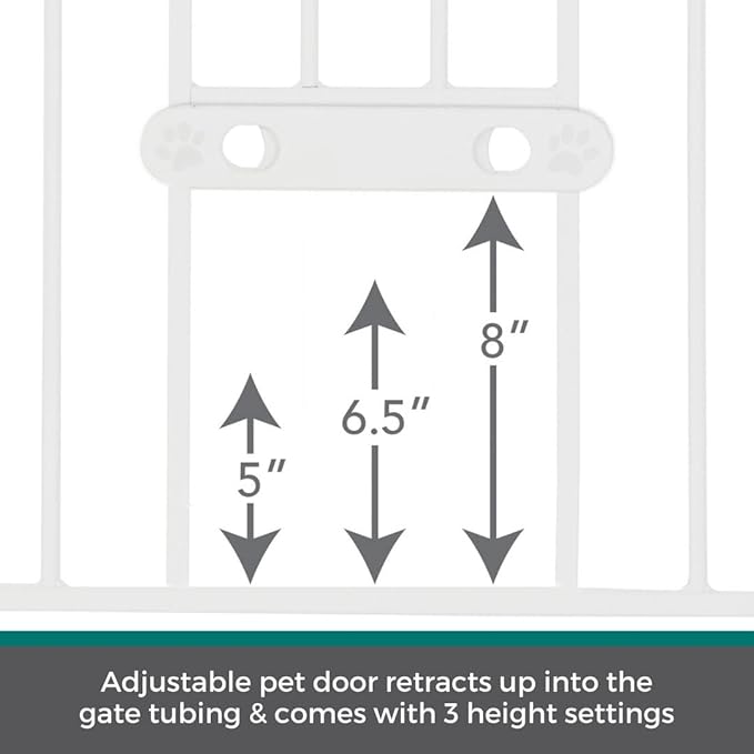MYPET North States Wide Walk Thru EasyPass Pet Gate with Patented Adjustable pet Door: 29.75-37.5" Wide Dog Gate. Pressure Mount, No Tools Needed. Dog Gates for The House, 30" Tall, White