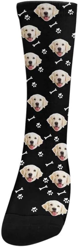 Custom Face Socks, Personalized Dog Lover Pet Photo Picture on Socks Unisex Athletic Crew Socks for Men Women