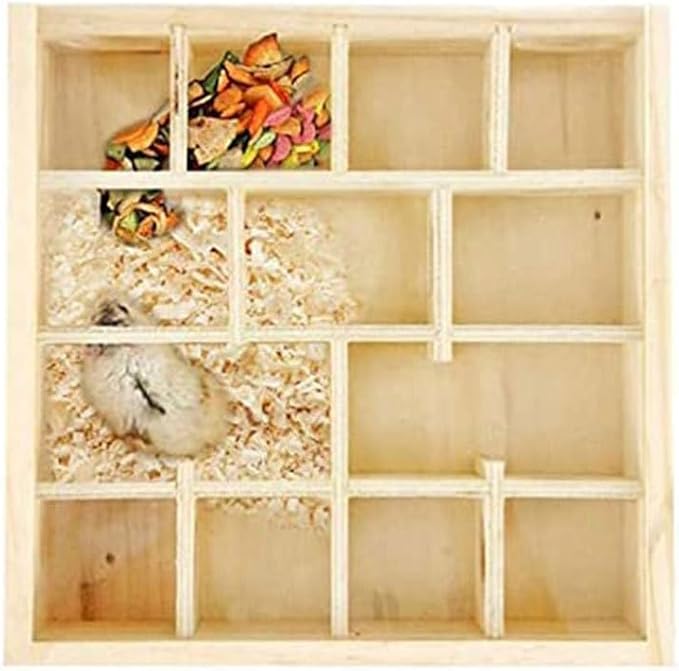 Wooden Hamster Maze Toy Multi-Grid Maze Household Hamster Hideaway Toy Small Pet Cage Accessory