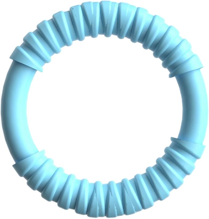 Natural Rubber Dog Chew Toy with Vanilla Scent for Aggressive Chewers, Durable Interactive Fetch and Tug Toy for Medium Dogs, Teething Relief Chew Ring Dishwasher Safe Non-Toxic (Blue)