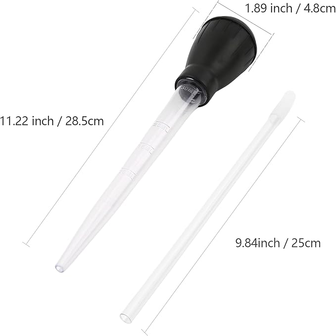2Pcs Manual Fish Tank Cleaning Tools,30ml Aquarium Water Changer,21 Inches Multifunction Siphon Dropper for Fish Bowl Waste Remover,Aquarium Bottom Gravel Waste Clean,Coral Feeder(Black)
