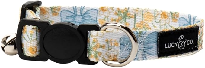 Lucy & Co. Sunshine and Daffodils Breakaway Cat Collar, Adjustable Safety Breakaway Buckle, Cute Printed Cat Collar, Large