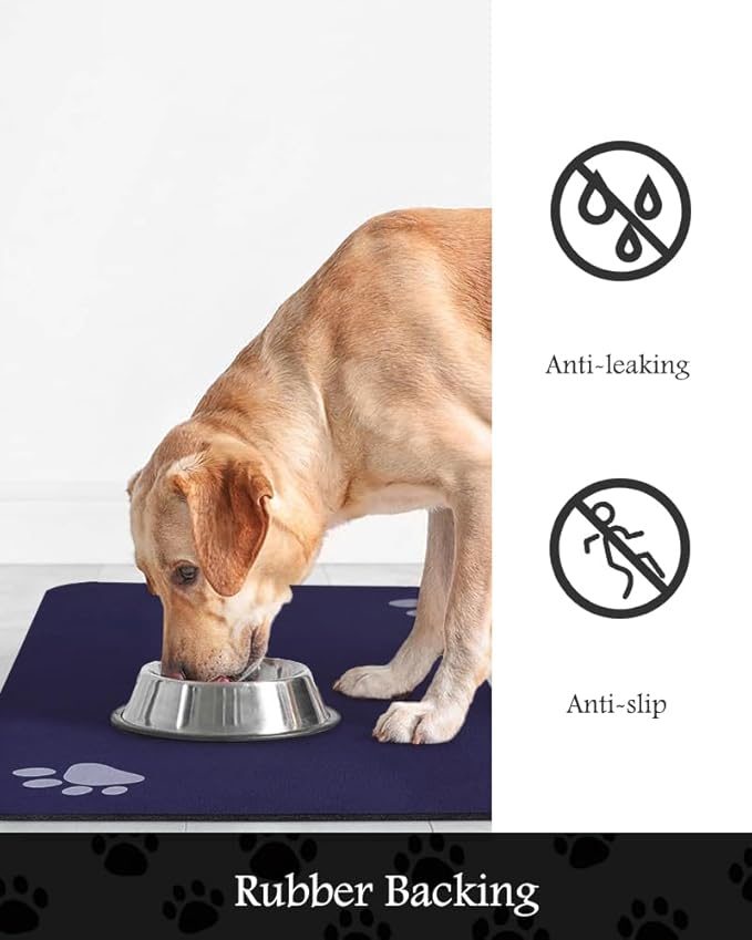 Pet Feeding Mat-Absorbent Dog Mat for Food and Water Bowl-No Stains Quick Dry Dog Water Dispenser Mat