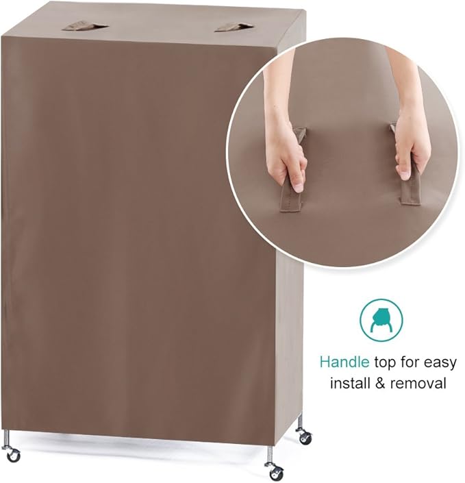PONY DANCE Pets Product Universal Birdcage Cover Blackout & Breathable Birdcage Cover for Pet Sleep & Rest, Large, Khaki, 35 L x 25 W x 47 in H