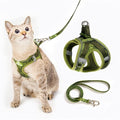 Cat Harness and Leash Set, Step-in Escape Proof Adjustable Vest Harness for Small Medium Large Cats, Lightweight Soft Breathable Reflective Kitten Harness for Walking Travel, Camping(Green, XS)