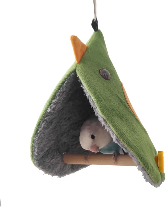 Bird Snuggle Swing Tent - Hanging Sleeping Hut with Perches for Small Birds Parrot Parakeet Cockatiel Conure Budgie Finch Quaker