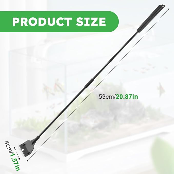 Fish Tank Scraper Cleaner, 21" Handheld Aquarium Cleaning Tool Length Adjustable Scraper Brushes Set for Fish Ree-f Plant Glass Tank (Color:Black)