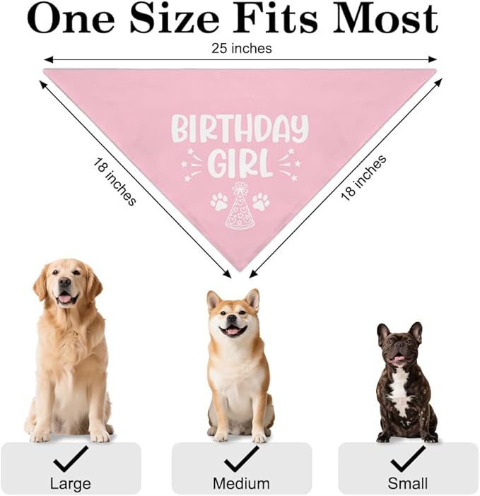 Birthday Girl Funny Dog Bandana, Happy Birthday Girl Dog Bandana, Pet Scarf Accessories for Dog's Party Dogs Lovers Gifts, Party Pet Photo Prop Accessories for Dogs Lovers