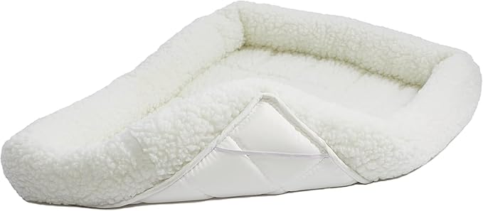MidWest Homes for Pets QuietTime Giant Dog Bed – White Fleece Bolster, Ultra-Soft and Machine Washable, Fits 54-Inch Crates and Carriers, for XXL Breed Dogs
