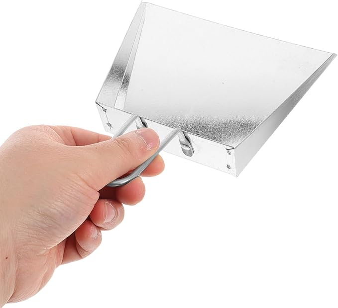 Amosfun Stainless Steel Handheld Dustpan Heavy Duty Mini Dust Pan for Kitchen Table Pet Waste Outdoor Cleanup Tool 5.5X4.3 Inches