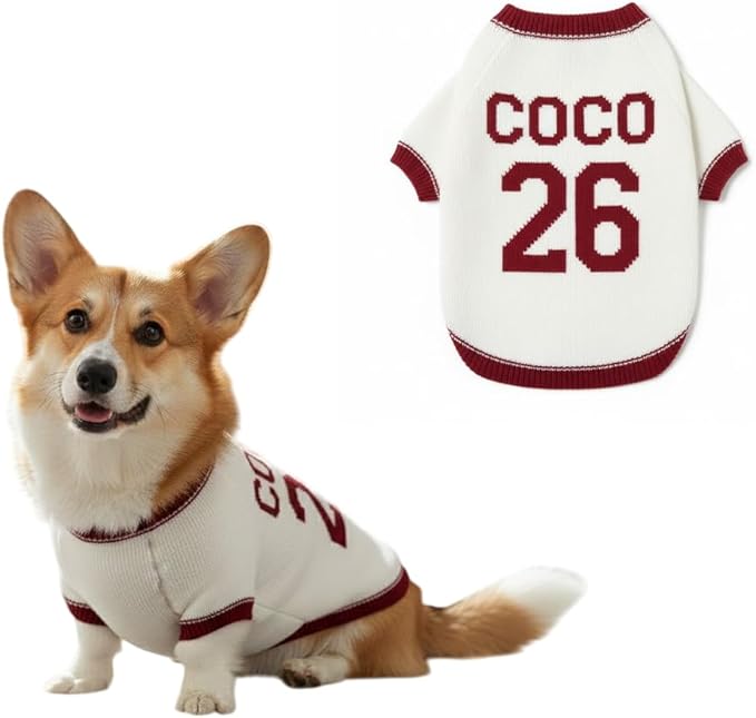 Custom Dog Sweater Personalized Pet Knit Outfit with Name Number Soft Warm Wearable Design for Puppy Owners Idea for Daily Use