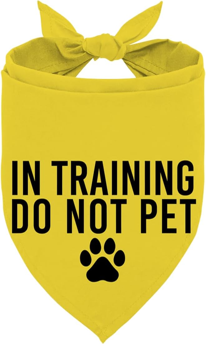 in Training Do Not Pet Dog Yellow Bandana, Training Dogs Scarf, Do Not Pet My Dog, Adjustable Comfortable Triangle Pets Kerchief for Small Medium Boy Girl Dogs
