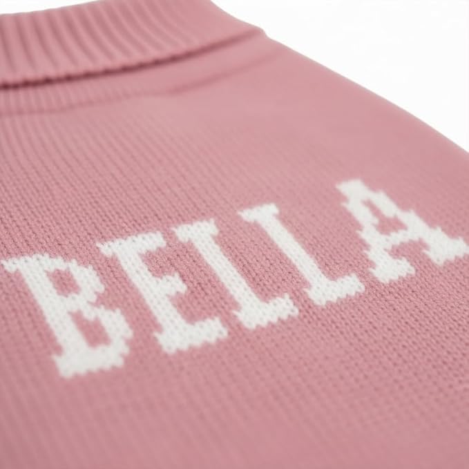 Customizable Pet Sweater for Dogs & Cats with Name Soft Acrylic Knit, Paw Print Detail, Perfect for Small and Large Pets, Ideal for Daily Wear or Holiday Season Gifts