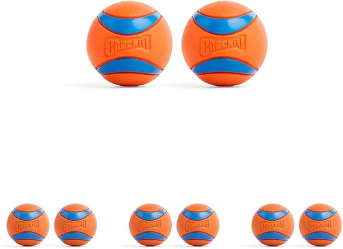Chuckit! Ultra Ball Dog Toy - Medium Bouncy Fetch Balls for Dogs 20-60 lbs - Made from Durable Rubber - Floating Water Pet Toys - Size Medium - 2.5-inch Diameter -,2 Count (Pack of 4)