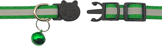 14 Pack Breakaway Cat Collar with Bell, Reflective Kitten Collar for Girl Boy Cats, Safety Buckle Adjustable 7.5-12.5 Inch, 0.4 Inch Width Lightweight, Pet Gifts (Green)
