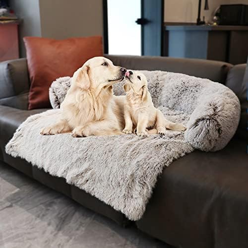Tinaco Calming Dogs/Cats Bed Mats, Dog Pad Washable Removable Couch Cover, Plush Long Fur Mat for Pets, Waterproof Lining, Perfect for Small, Medium and Large Dogs and Cats (Gradient Brown, 41"x37")