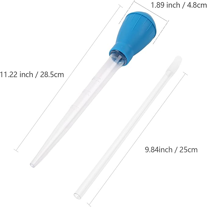 2Pcs Manual Fish Tank Cleaning Tools,30ml Aquarium Water Changer,21 Inches Multifunction Siphon Dropper for Fish Bowl Waste Remover,Aquarium Bottom Gravel Waste Clean,Coral Feeder(Blue)