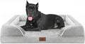 Comfort Expression Orthopedic Dog Bed for Extra Large Dogs 53x42 Inch, Waterproof Egg Crate Foam XXL Pet Bed with Removable Bolsters, Dog Couch with Washable Cover & Non-Slip Bottom, Grey White