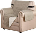 H.VERSAILTEX Reversible Chair Cover Furniture Protector Anti-Slip Couch Cover Water Resistant 2" Elastic Straps Chair Slipcover Pets Kids Fit Sitting Width Up to 21" (Chair:75" x 65", Khaki/Beige)