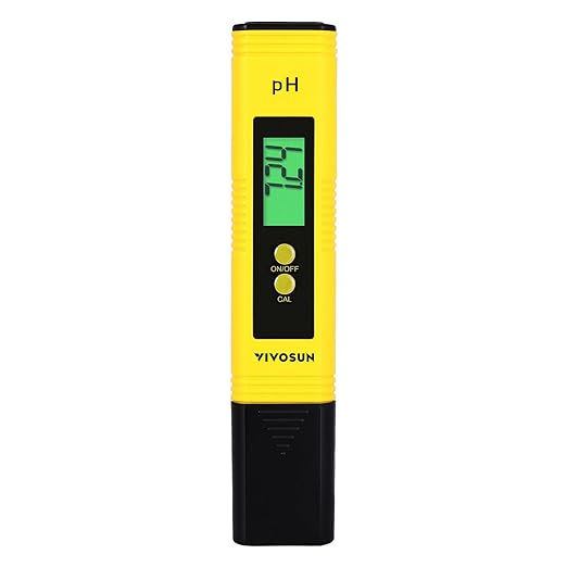 VIVOSUN Digital pH Meter, 0.01pH High Accuracy Pen Type pH Tester for Hydroponics, Household Drinking, Pool and Aquarium, Yellow, UL Certified