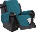H.VERSAILTEX Reversible Quilted Recliner Covers Water Resistant Furniture Protector for Reclienr Chair with Elastic Straps for Pets Kids Sitting Width Up to 22"(Recliner, Dark Teal/Beige)