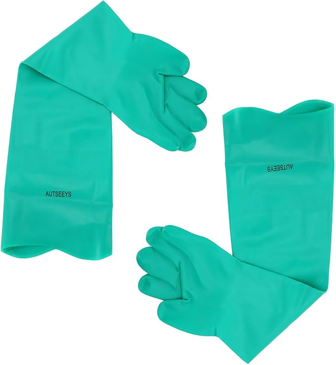 Aquarium Gloves for Fish Tank Maintenance,Shoulder Length Waterproof Long Rubber Hands Protector for Fish Aquarium Water Change Cleaner Dog Cat Bath and Kitchen,Large