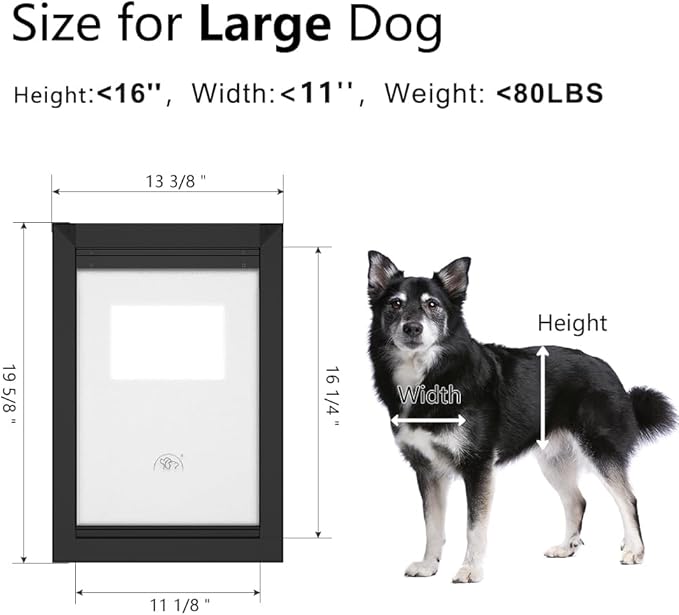 [MAVRICPOWER] Aluminum Large Dog Door for Door, Doggie Door with Two Sliding Panels for Extreme Weather, Doggy Door for Large Dogs up to 80lbs