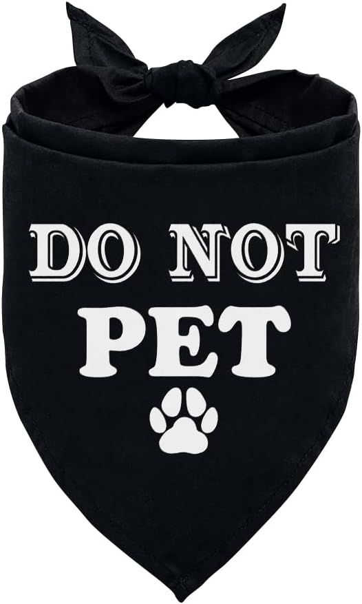 Do Not Pet Dog Bandana, Black Dog Bandana, Gift for Dogs Lover, Funny Cute Pet Triangle Scarf Accessories for Small Medium Large Dogs (D38)