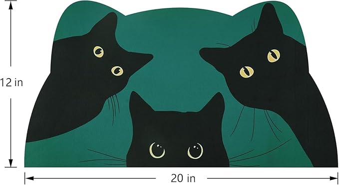 Cat Food Mat - Pet Feeding Mat for Floor, Non-Slip, Waterproof, Super Absorbent, Easy to Clean, Blue, Cat, Dog 12.2''x19.7''