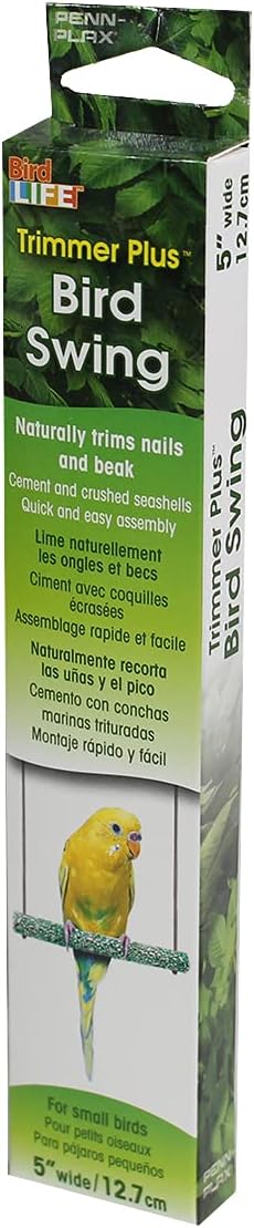 PENN-PLAX Bird-Life Trimmer Plus Cement & Metal Swing – Naturally Trims Nails & Beak – Great for Parakeets, Cockatiels, Finches, and Other Small Birds – Small Size