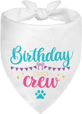 Birthday Crew White Dog Bandana, Cute Pet Scarf for Birthday Celebration, Puppy Costume Accessory Photo Prop for Festive Celebration Party Dinner, Heartwarming Gifts for New Dog Owner Dad Mom