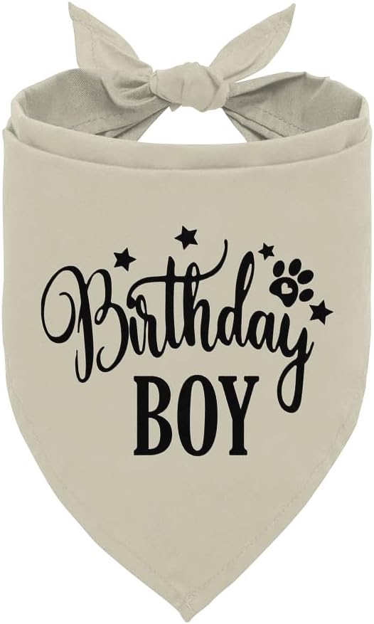 A19 Birthday Dog Bandana - Apricot, Small to Large Sizes, Boy, Gift for Dog Lovers