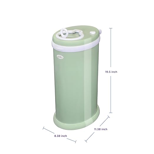 Ubbi Steel Diaper Pail, Odor Locking, No Special Bag Required, Award-Winning, Registry Must-Have, Sage Green