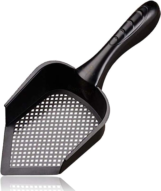 SunGrow Reptile Litter Scoop, Pointed Edge, for Cat & Chicken Coop, Right-Angled Wide and Deep Shovel, Black, 1 Pc per Pack
