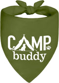 Camp Buddy Green Dog Bandana, Funny Puppy Scarf Photo Prop for Explore Outdoor Adventure Hiking Camping Mountain, Unique Gifts for Dog Lover, for Ranger, Pup Scouts Bandana