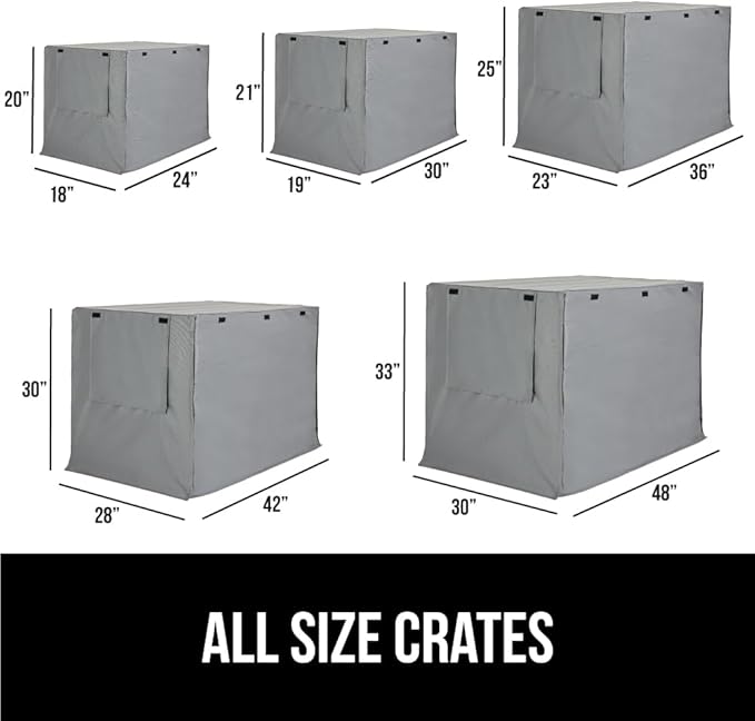 GORILLA GRIP Dog Crate Covers Compatible with Amazon Basics Dog Crates, All Sides Open, Privacy Cover Fits 36" Wire Kennel, Breathable Mesh Windows, Light Reducing Puppy Training Cage Topper, Gray