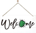 Welcome Sign for Front Door, Welcome Decor Wooden Hanging Sign for Wall Decor, Fist pattern Wall Hanging Signs, Funny Wooden Outdoor Front Door Decoration 13.8X6.9 inches