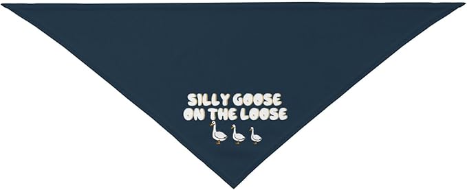 Silly Goose on The Loose Triangle Dog Bandana,Summer Bandana Funny Triangle Dogs Scarf Handkerchief Soft Adjustable Puppy Bandanas (Ink Blue)