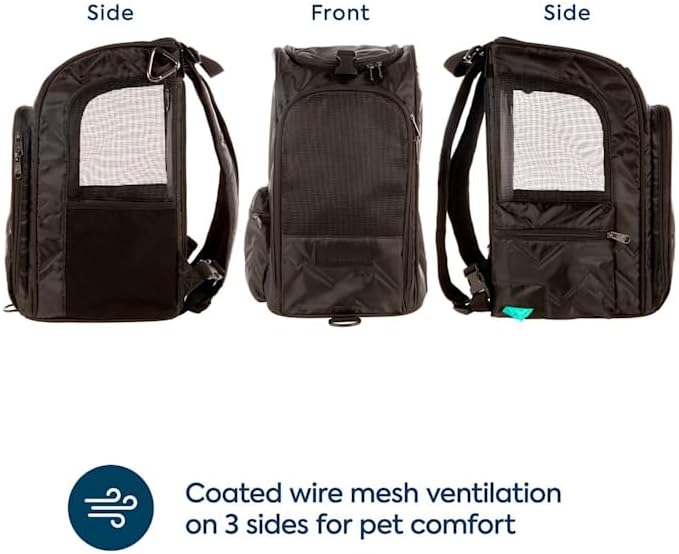 Sherpa Deluxe Guaranteed On Board Convertible Pet Carrier & Backpack, Black, Medium