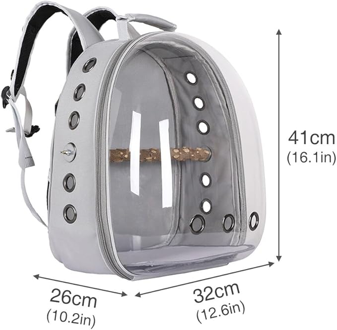 Bird Carrier Backpack, Bird Travel Carrier with Standing Perch, Lightweight Breathable Parrot Cage for Small Birds, Green Cheek, Cockatiel, Parrot