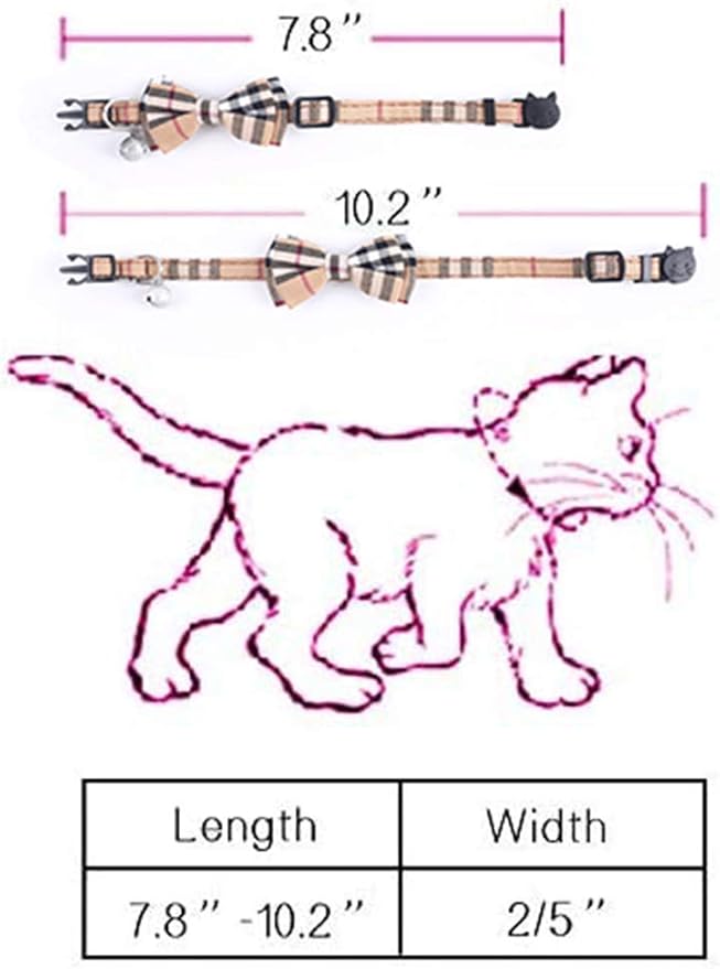 SuperBuddy Cat Collars Breakaway with Cute Bow Bell - 2 Pack Kitten Collar Plaid Cat Collar with Removable Bowtie Cat Collar for Cats Kittens…