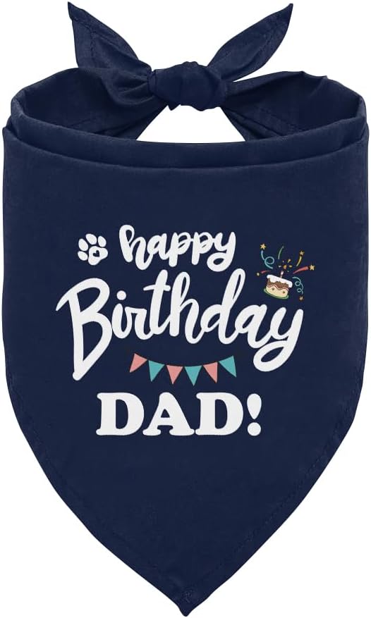 Happy Birthday Dad Dog Bandana, Dad's Gift Dog Bandana, Pet Scarf Accessories, Printed Dog Bandanas Gift for Dog Birthday Party, Dog Bandana Gift for Small Medium Dog (D64)