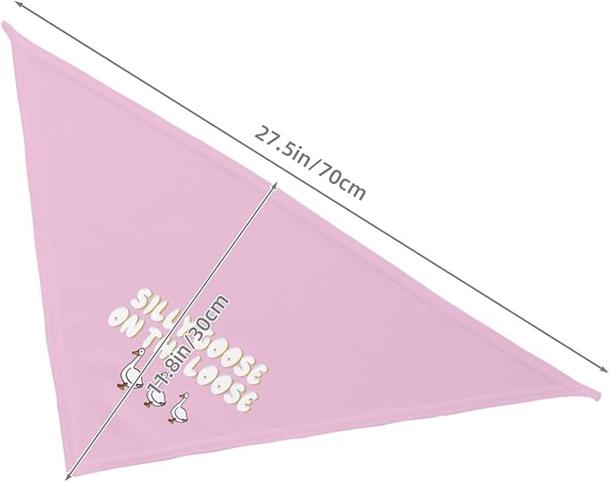 Silly Goose on The Loose Triangle Dog Bandana,Summer Bandana Funny Triangle Dogs Scarf Handkerchief Soft Adjustable Puppy Bandanas (Pink)