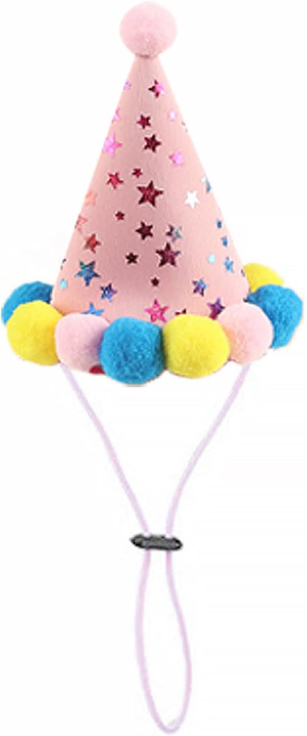 Lionheart glory Birthday Dog Collars, Blue Cute Colorful Dog Collar with a Hat Elastic Fancy Holiday Accessory for Dogs Pet Costume for Birthday Party Boy