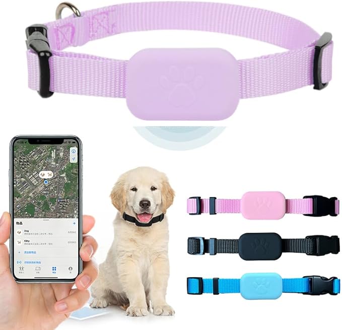 PawsPath GPS Tracker Collar, Unlimited Range Waterproof Pet Cat Dog Anti-Lost Device Smart Locator - Pink, Small