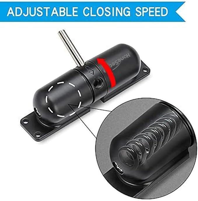 Safety Spring Door Closers, Adjustable Closing Hinge, Automatic Stopper Fire Rated, Convert Hinged Doors to Self Closing - Black