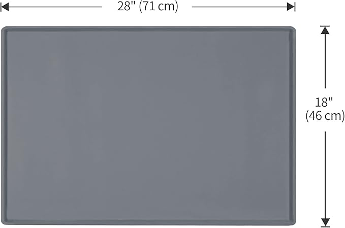 Dog Food Mat,Silicone Waterproof Food Tray,Non Slip Pet Bowl Mats Placemat,0.8" Raised Edge,Suitable for Most Small and Medium Sized Pets,28" x 18"