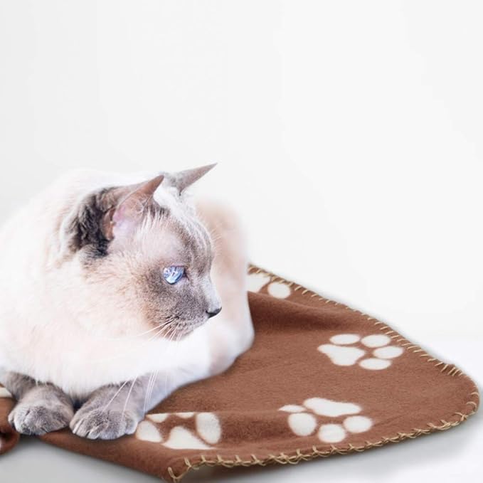 Comsmart Dog Blankets for Small Dogs, 6 Pack Puppy Blanket Cute Paw Print Pet Blanket for Dog, Puppy, Cat, Kitten, 24x28 inches, Brown